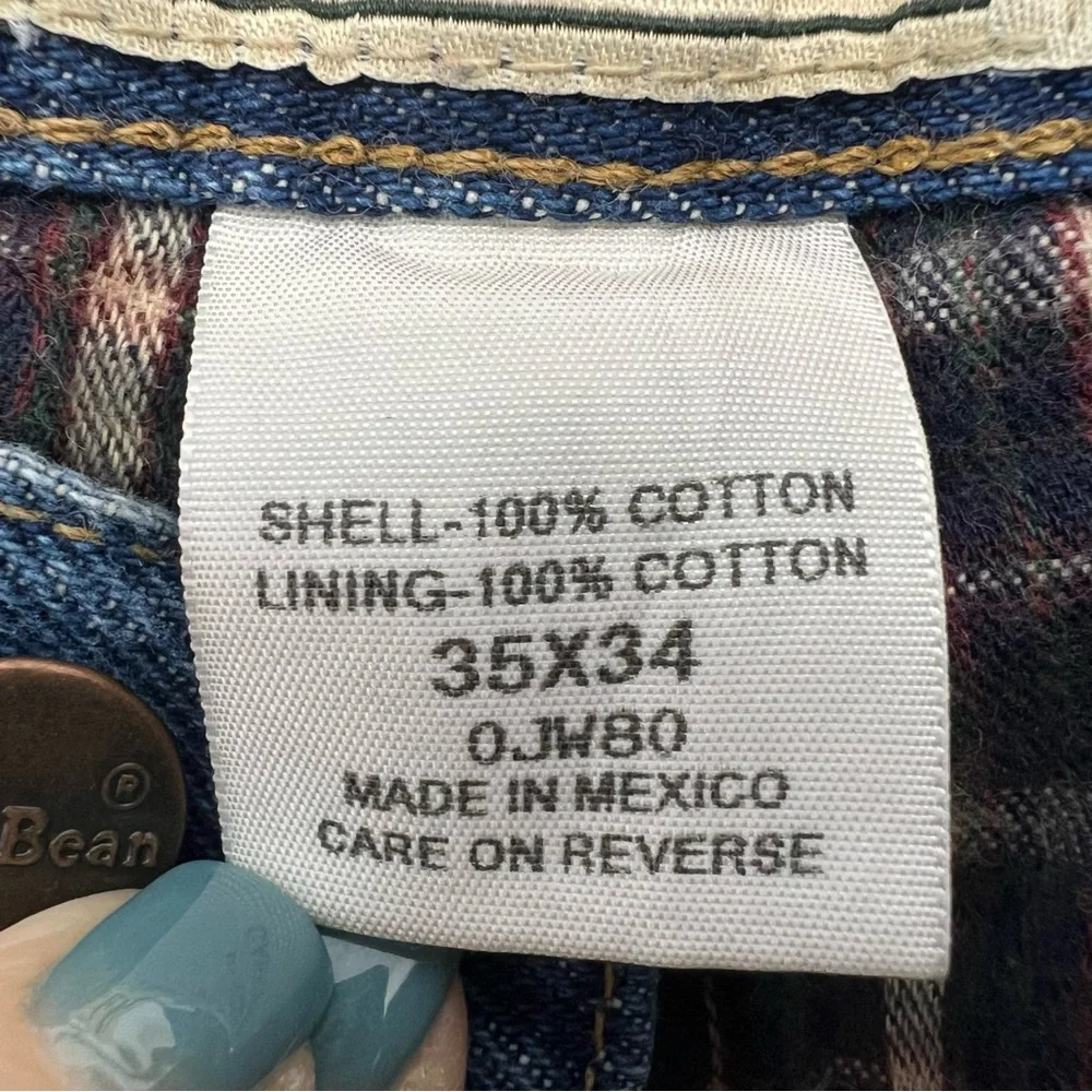 L.L. Bean Flannel Lined Relaxed Fit Denim Blue Jeans Mens 35 x 34 Winter Cotton